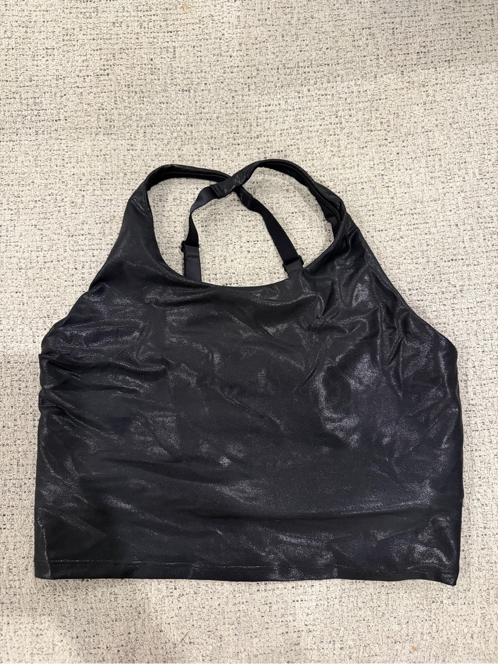 Old Navy Black Shimmer Halter Sports Bra Crop
